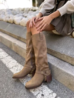 Bota moteras taupe