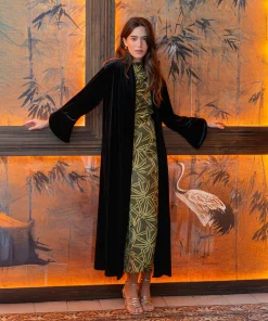 Kimono largo terciopelo negro