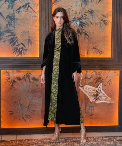 Kimono largo terciopelo negro
