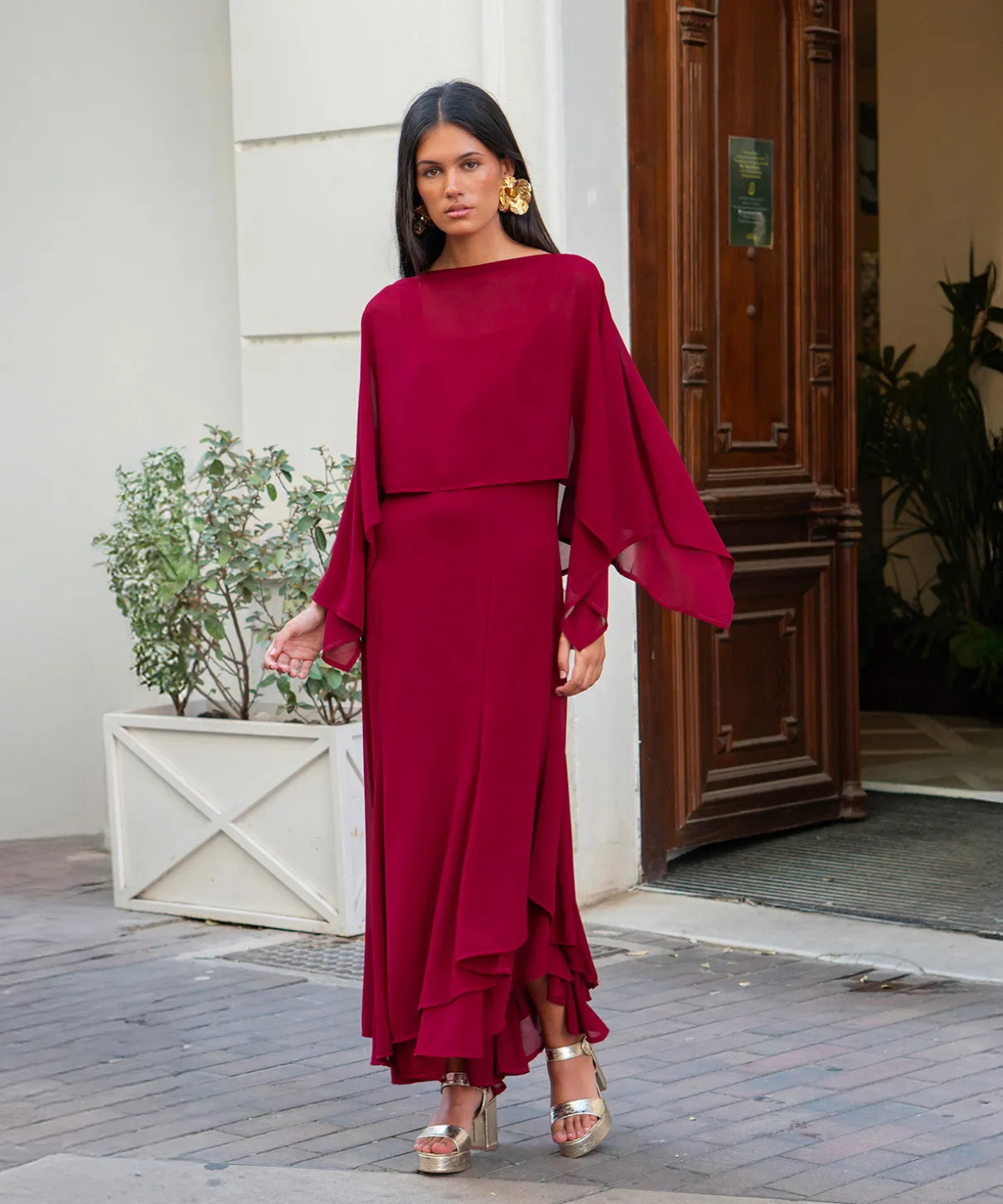 Vestido Ryota borgoña