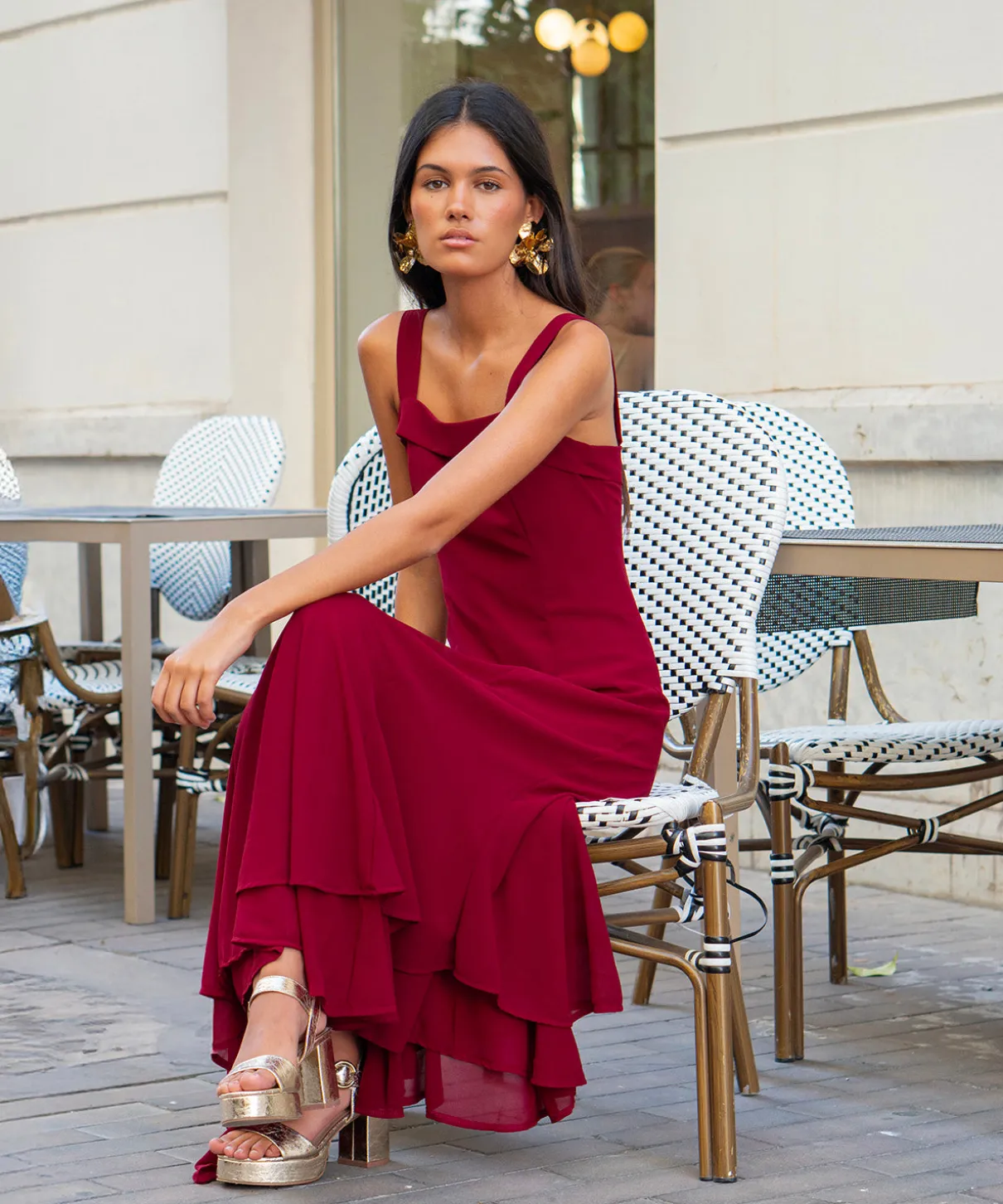 Vestido Ryota borgoña